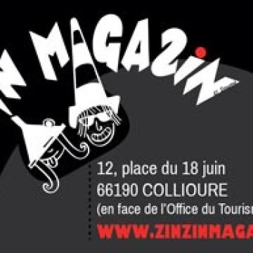 Carte de visite pour le Zinzin Magasin à Collioure